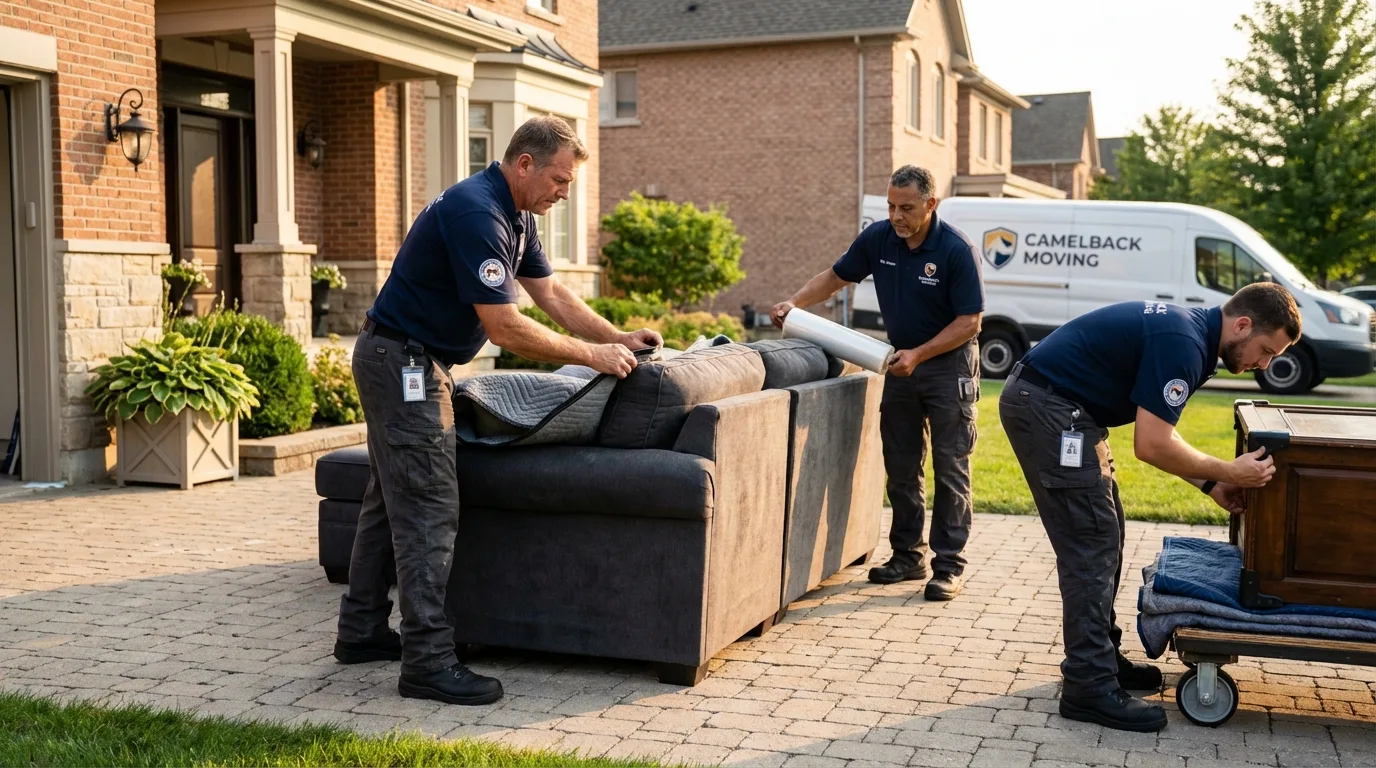Large estate moving crew wrapping furniture in Floydada, TX